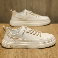 公牛四季男鞋小白鞋男真皮2022新款秋季不系带一脚蹬懒人鞋潮流男士板鞋学生