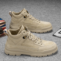 公牛四季男鞋男鞋秋季2022年新款休闲马丁靴男潮鞋英伦风高帮工装鞋透气帆布鞋