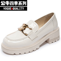 公牛四季男鞋女鞋休闲皮鞋白色镜面百搭四季单鞋2022春夏季新款套脚小皮鞋洋气时尚乐福鞋女潮鞋韩版厚底女鞋