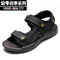 公牛四季男鞋沙滩鞋男鞋夏季新款透气户外休闲鞋头层牛皮魔术贴凉鞋男士软底舒适开车鞋日常休闲爸爸鞋百搭沙滩鞋