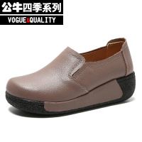 公牛四季男鞋增高鞋女2022春夏新款一脚蹬懒人套脚单鞋厚底松糕鞋舒适妈妈鞋时尚百搭圆头简约防水防油休闲鞋