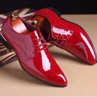 2019男士特大码皮鞋亮面漆皮白色皮鞋红色尖头婚鞋加大号男鞋 莎丞