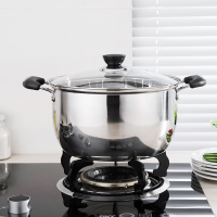 不锈钢汤锅蒸锅熬汤锅小火锅家用双耳煮锅燃气奶锅电磁炉专用