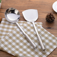 [锅铲汤勺两件套]不锈钢锅铲汤勺漏勺家用厨具一体长柄炒菜铲子炒勺铁菜铲