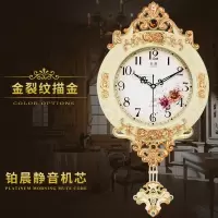 欧式钟表创意摇摆挂钟时尚挂表复古静音客厅时钟卧室石英钟家用