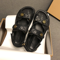 小香风魔术贴真皮凉鞋女2020夏新款平底松糕百搭罗马厚底鞋ins潮