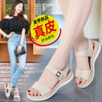 夏季女鞋孕妇妈妈平底鞋学生清新真皮新款仙女风凉鞋女2020百搭小