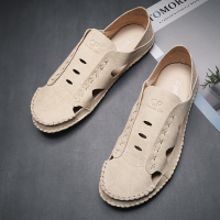 2020年两穿夏季凉鞋男潮流凉皮鞋包头男士空洞洞鞋软底新款休闲镂