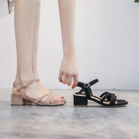 夏天凉鞋女罗马时装新款高跟搭配裙子仙女风百2020年夏季中跟粗跟