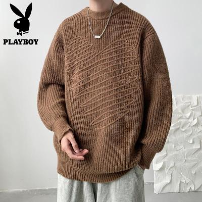 PLAYBOY潮牌简约舒适时尚毛衣男士圆领针织衫秋冬季新款宽松上衣