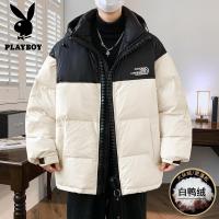 花花公子2024新款韩版港风男阔版时尚棉衣宽松连帽休闲保暖短款外套