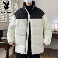 花花公子新款高品质[]冬季拼色棉服男学生宽松面包服上衣外套