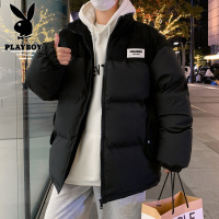 花花公子新款高品质冬季拼接棉服男青年港风学生毛巾绣面包服外套上衣