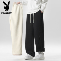 花花公子新款高品质冬季大码羊驼绒青少年休闲裤宽松学生裤子宽松直筒男生裤子