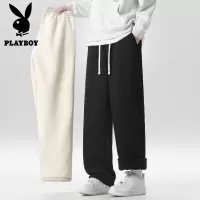 花花公子新款高品质冬季大码羊驼绒青少年休闲裤宽松学生裤子宽松直筒男生裤子