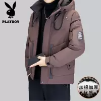 花花公子新款高品质冬季新款户外帅气防寒服三防连帽加厚羽绒棉男装夹克外套