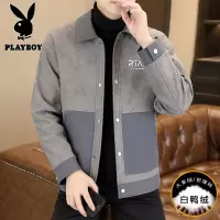 花花公子新款高品质男士新款翻领帅气休闲冬季保暖羽绒服外套防寒服白鸭绒