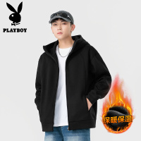 花花公子新款高品质430g加绒连帽卫衣外套男2025秋冬新款潮牌宽松休闲奥粒绒外套