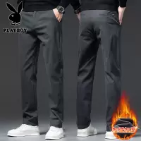 花花公子新款高品质加绒秋冬款男士休闲裤男纯棉直筒宽松弹力轻商务长裤男装