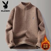 花花公子新款高品质[新款]2025年冬半高拉链领针织毛衣男