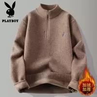 花花公子新款高品质[新款]2025年冬半高拉链领针织毛衣男