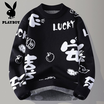 花花公子新款高品质[新款]2025年秋冬款圆领针织毛衣男
