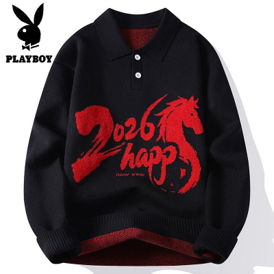 花花公子新款高品质[新款]2025年秋冬款翻领针织毛衣男