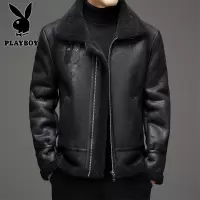 花花公子新款高品质8801皮毛一体皮衣男磨毛皮羊羔毛加厚保暖冬季外套棉衣男