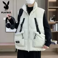 花花公子新款工装马甲男立领大口袋潮流青少年加厚保暖单穿冬季坎肩单穿