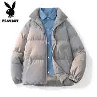 花花公子新款高品质假两件衬衫领棉衣男青年加厚保暖冬季外套男棉服
