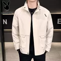 花花公子新款高品质字母刺绣青年立领夹克外套