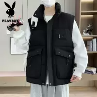 花花公子新款高品质工装马甲男立领大口袋潮流青少年加厚保暖单穿冬季坎肩单穿