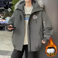 花花公子新款高品质秋冬季青少年加厚棉衣男潮流设计感毛领棉服
