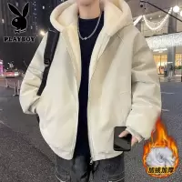 花花公子新款高品质秋冬季青少年加绒棉衣男潮流设计感棉服外套