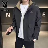 花花公子新款高品质连帽夹克男大码8XL潮流宽松青少年秋季新款学生外套男