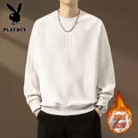 花花公子新款冬季加绒圆领卫衣男长袖T恤加厚打底衫高货