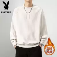 花花公子新款冬季加绒圆领卫衣男长袖T恤加厚打底衫高货