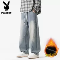 花花公子新款宽松大码直筒牛仔裤