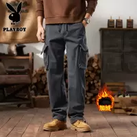 花花公子新款25冬季新款工装裤多口袋直筒潮流男装加绒工装裤98525