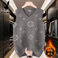 花花公子新款领德绒压花背心冬季保暖内衣男士磨毛弹力紧身打底上衣
