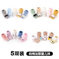 【5双装】婴儿袜子秋冬加厚毛圈棉袜新生儿松口毛圈宝宝袜男女宝儿童棉袜子