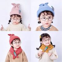 【一帽两用】新款韩版儿童帽子围巾两用秋冬男女童帽子围脖可爱毛线针织保暖帽