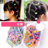100根儿童头绳发圈发饰女孩扎头发橡皮筋彩色发绳头饰配饰