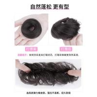 真发发圈丸子头假发女盘发器卷发直发圈古装风花苞发包汉服半丸子 真发抓夹丸子头自然色