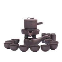 唐丰紫砂自动茶具套装家用时来运转石磨旋转茶壶懒人泡茶功夫茶杯 紫砂蒸蒸日上自动茶具(无礼盒)