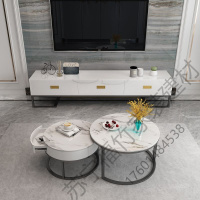 苏宁严选 北欧电视柜茶几组合现代简约小户型轻奢大理石茶几套装网红新款福竹新款