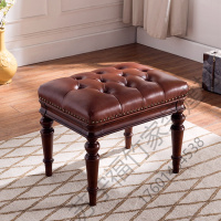 苏宁严选 美式床尾凳卧室 床前凳欧式床尾榻真皮长凳小沙发脚塌 衣帽间凳子定制 56CM咖啡色福竹新款