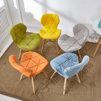 苏宁严选 椅子靠背家用经济型卧室北欧网红化妆蝴蝶餐椅实木现代简约福竹新款