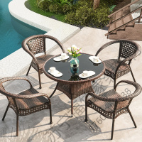 苏宁严选 藤桌椅阳台小桌椅休闲户外露天网红茶几室外庭院藤椅藤艺沙发庭院桌椅休闲茶几组合福竹新款