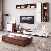 苏宁严选 北欧伸缩电视柜茶几组合简约现代客厅大户型电视机背景墙吊柜边柜福竹新款